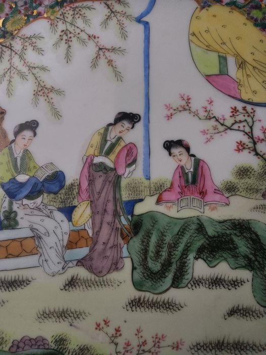 Grande prato chinês, porcelana chinesa.