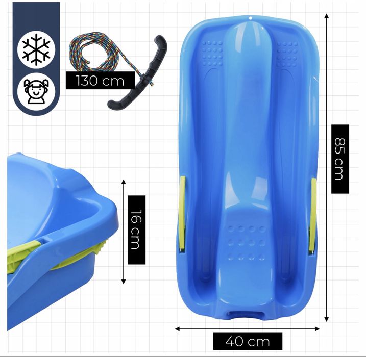 Sanki plastikowe dla dzieci, ślizg na śnieg z hamulcem