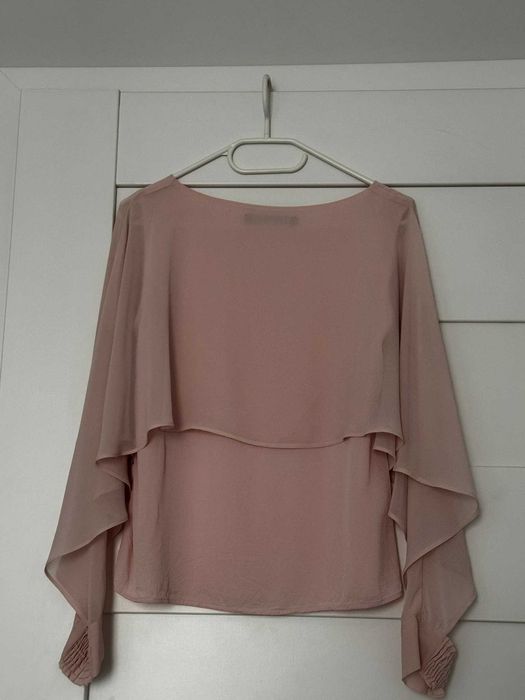 Elegancka, zwiewna bluzka do pracy pudrowy róż Zara XS