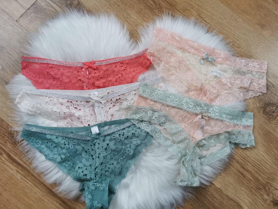 Koronkowe brazyliany majtki figi brazylijskie kokardki XS