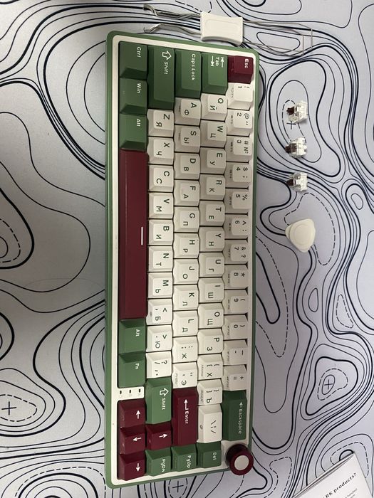 Клавіатура Royal Kludge R65 Біло-Зелена формату 65%, Chartreuse Switch