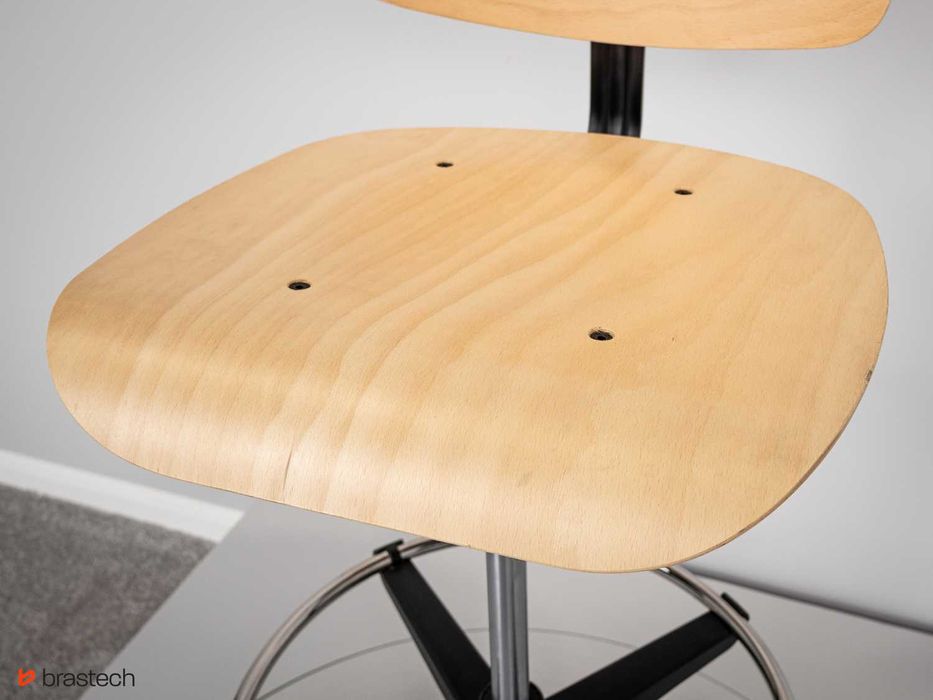 Krzesło warsztatowe, sklejka bukowa, wysokie, lakierowane