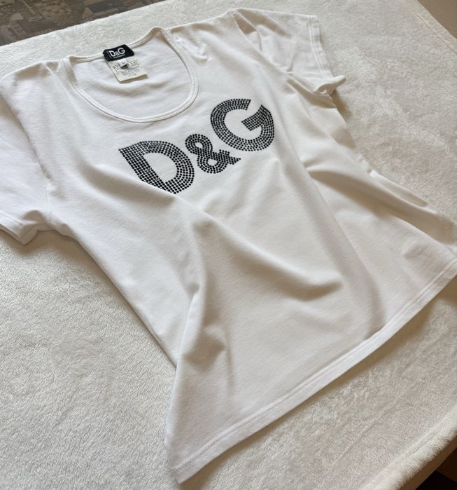 Оригінальна вінтажна футболка Дольче Габбана  d&g dolce & gabbana з кристалами y2k