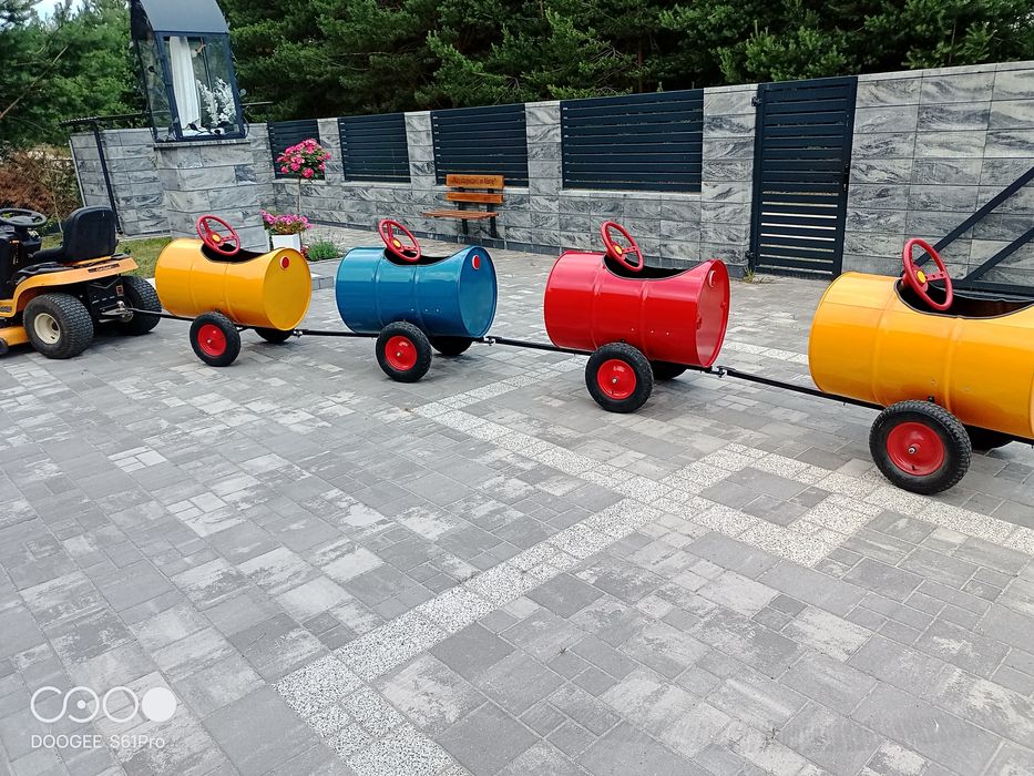 Przyczepka ogrodowa wagonik dla dziecka.Solidna Bezpieczna Super zabaw