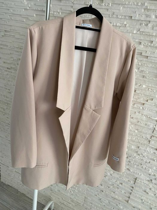 Miss city długa marynarka oversize z printem twarz art