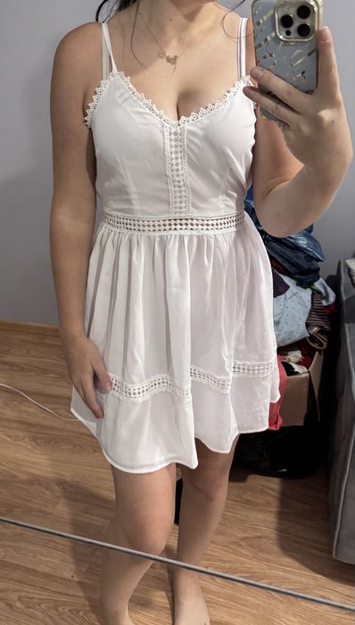 Biała sukienka boho NA -KD S NOWA z metką Koronka