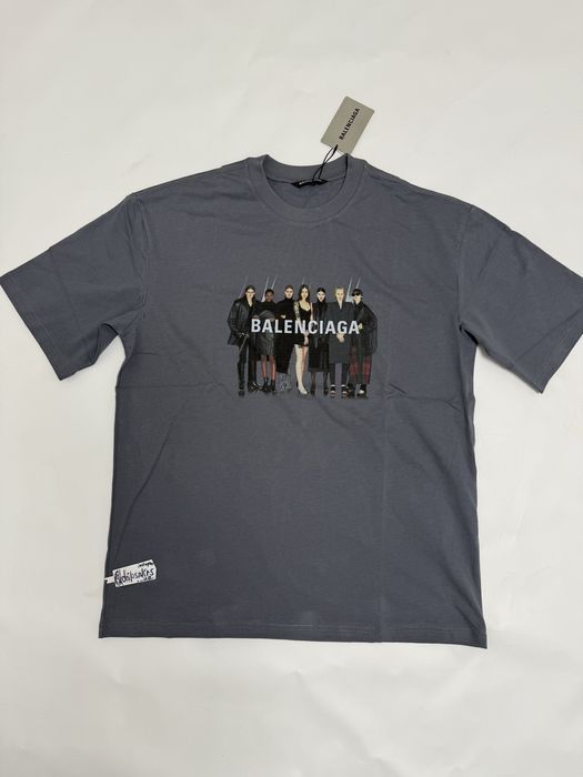футболка Balenciaga Model tee grey blue