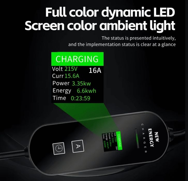 Carregador Portatil EV Bomern 32A 7KW Ecrã 1.3″