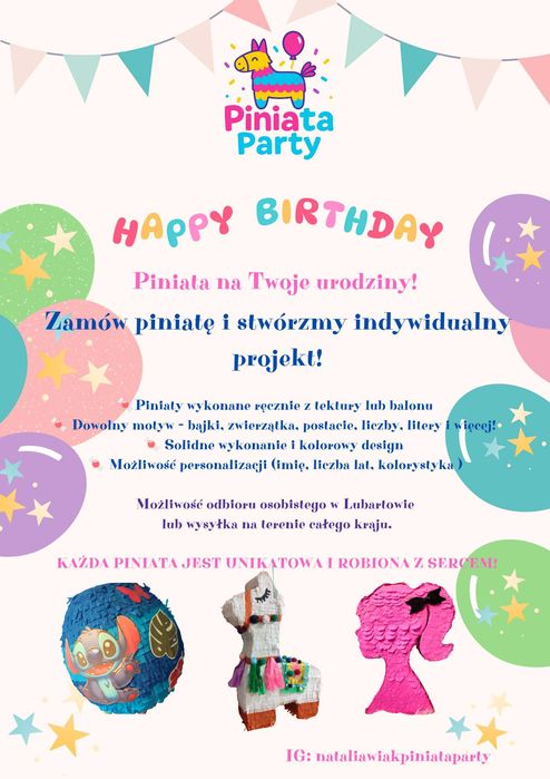 Atrakcje dla dzieci. Piniata bez wypełnienia