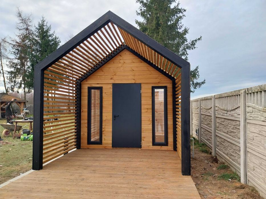 Domek Narzędziowy D20 Z PERGOLĄ 5x3m DREWNOTRIK.PL