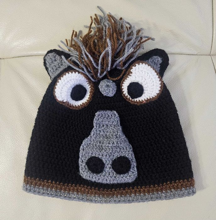 Nowa, szydełkowa czapka KOŃ, 55 zł