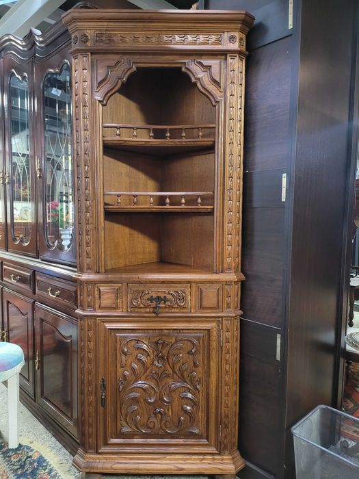 Carved Wooden Corner Cabinet - Excellent Condition