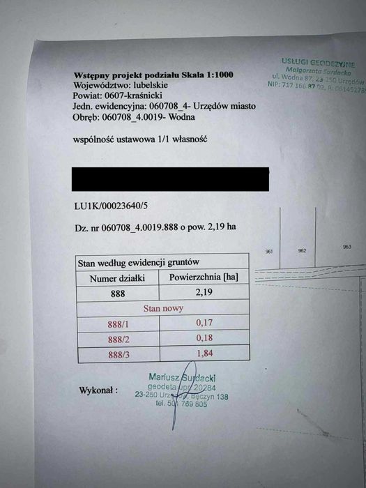 Działka rolno-budowlana 2.19ha z możliwością podziału.