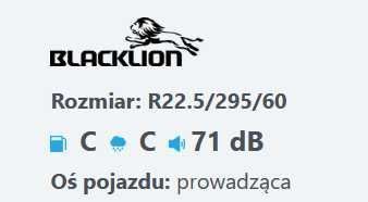 295/60R22.5 Opona ciężarowa BlackLion BF188 Prowadząca