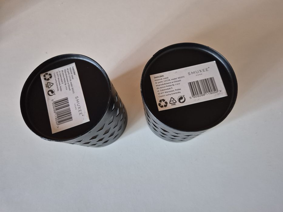 Świeczniki ażurowe czarne metal x 2 szt