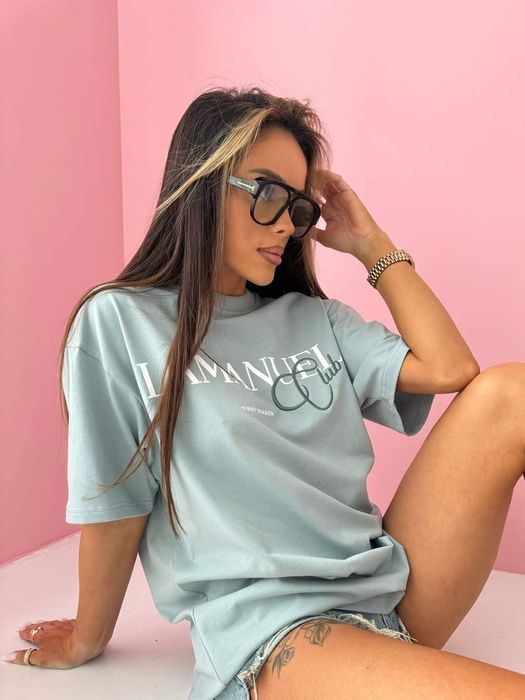 T-shirt LaManuel Club Uni ecru beżowy camel mięta lila