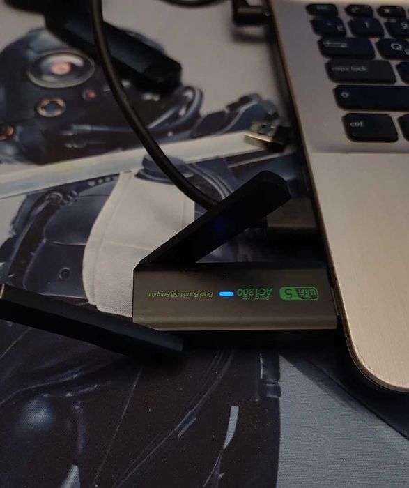 Двухдиапазонный USB WiFi 5 адаптер 1300 Mbps 2.4G/5G с двумя антеннами