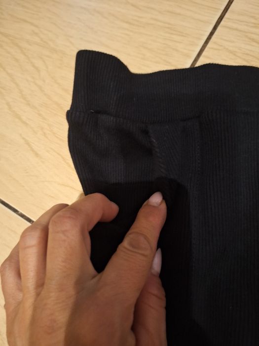 Leginsy prążkowane czarne S