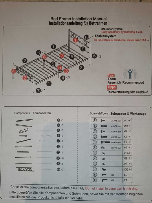 Łóżko metalowe 90*190 cm.