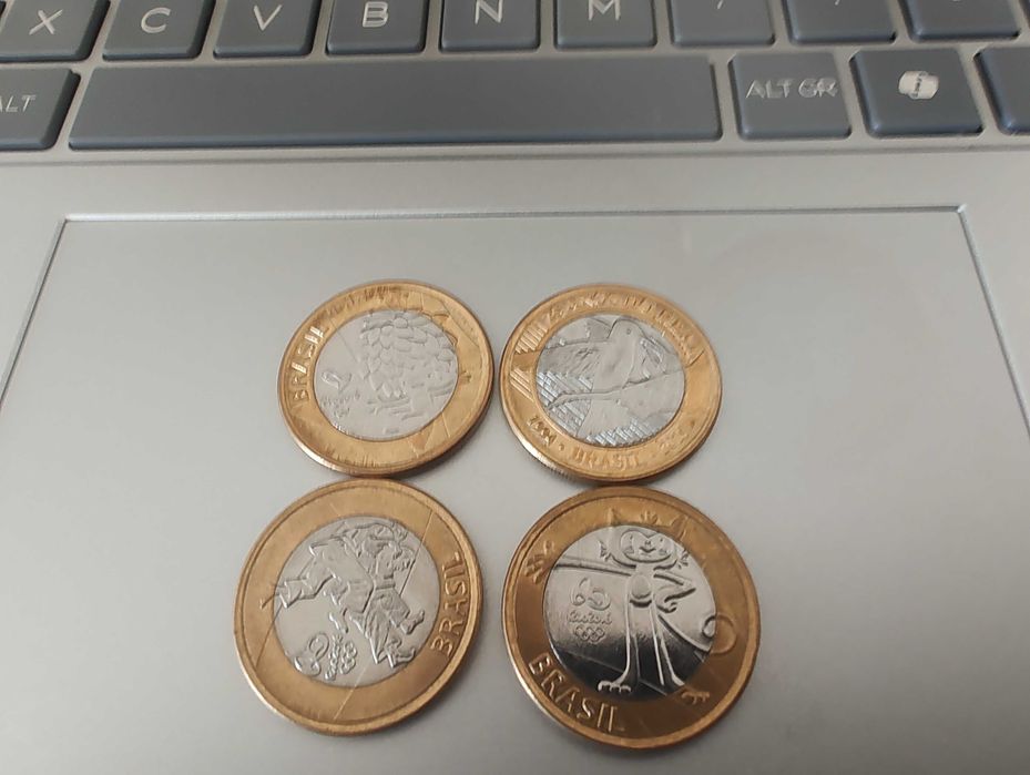 Moedas de um real das olimpíadas do Brasil