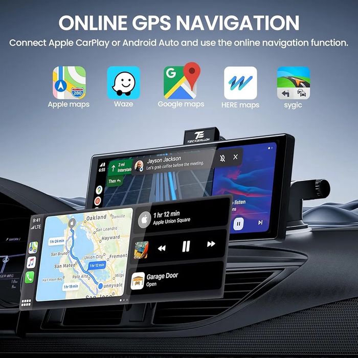 Бездротовий CarPlay та Android Auto Tecxerllon 10,26 дюймів з 4K відеореєстратором, камерою 1080P, GPS, Airplay та дзеркалом