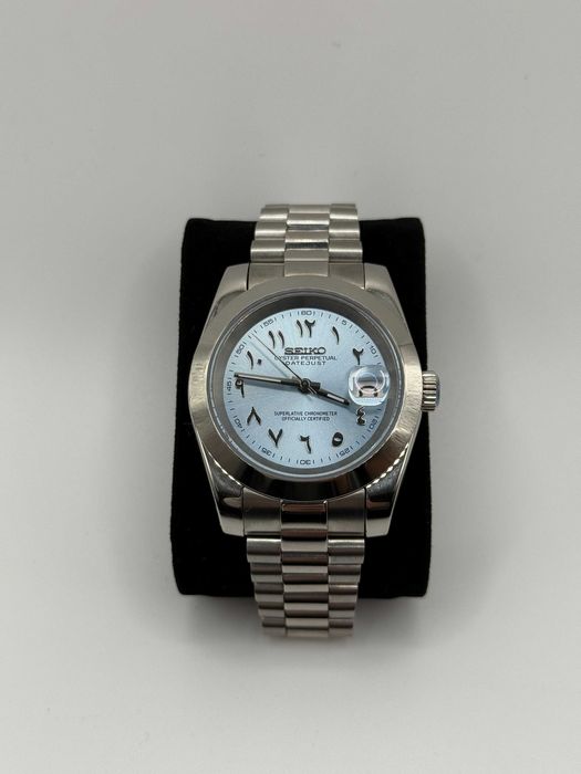 Zegarek Seiko Mod Datejust Arabic Sky Blue Custom Watch