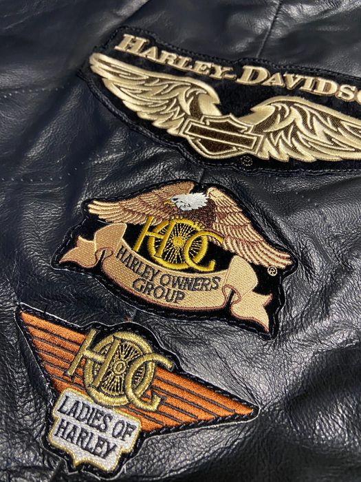 Кожаный байкерский жилет с нашивками Harley-Davidson HOG