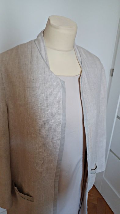 Lekki Płaszczyk Narzutka 100% len Massimo Dutti L