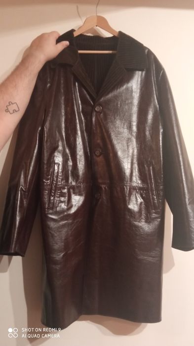 NOWY Płaszcz dwustronny skórzany XXL