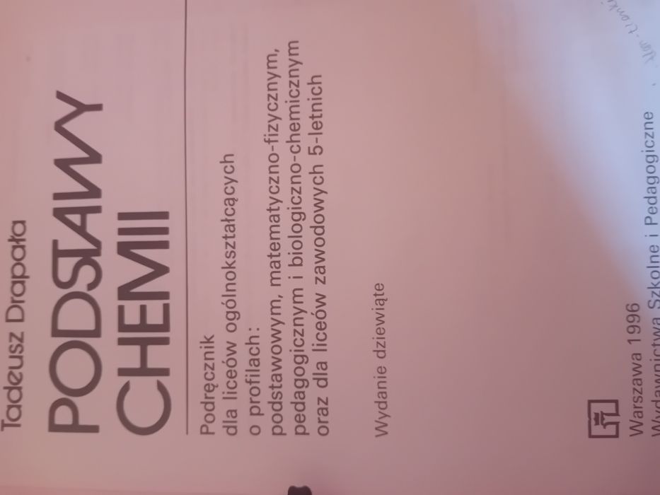 Podstawa chemii podręcznik dla liceów ogólnokształcących