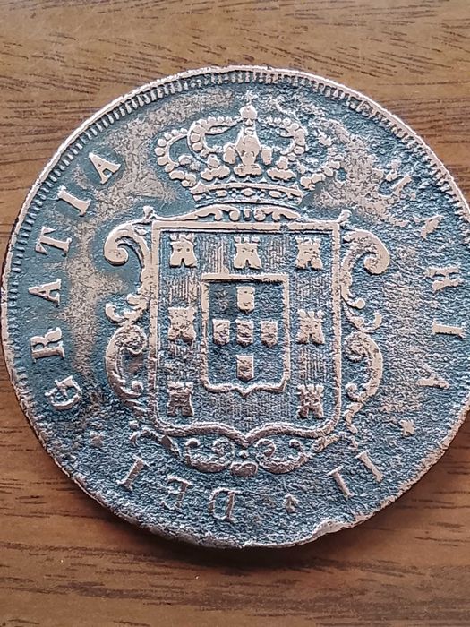 Moeda de XX Reis de 1847, de D. Maria II em cobre