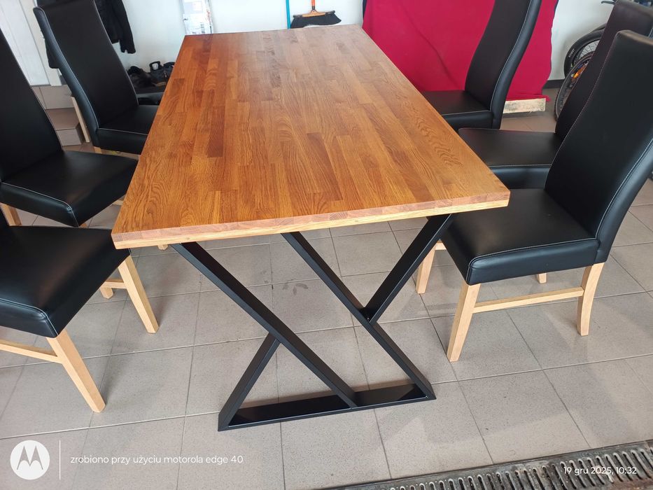 Nowy stół dębowy loft i 6 krzeseł