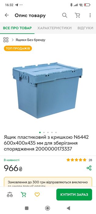 Ящик для хранения, перевозки вещей, продуктов, запчастей и т.д.