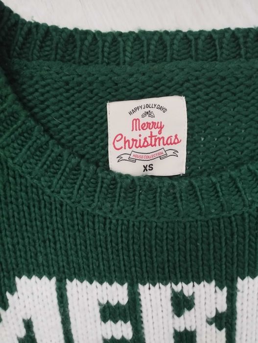 House świąteczny sweter z reniferem XS zielony