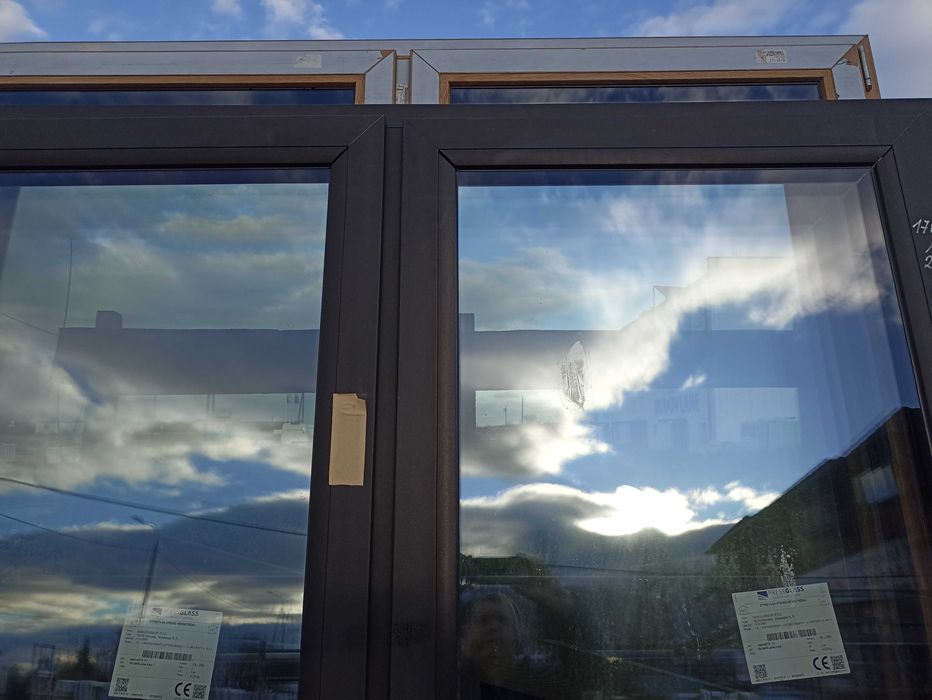 Okno pcv tarasowe 178/215 czarne trzy szybowe