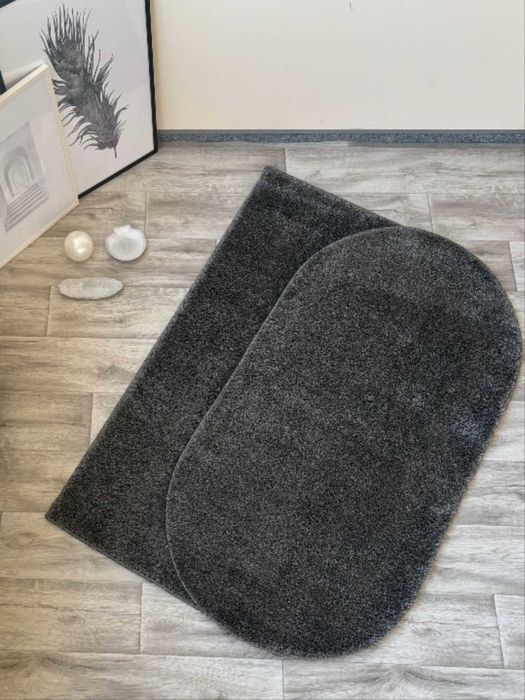 Ворсистий килим в графітовом кольрі
