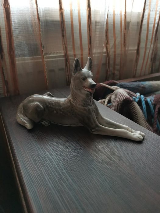 Статуэтка волка керамика 50год антиквариат