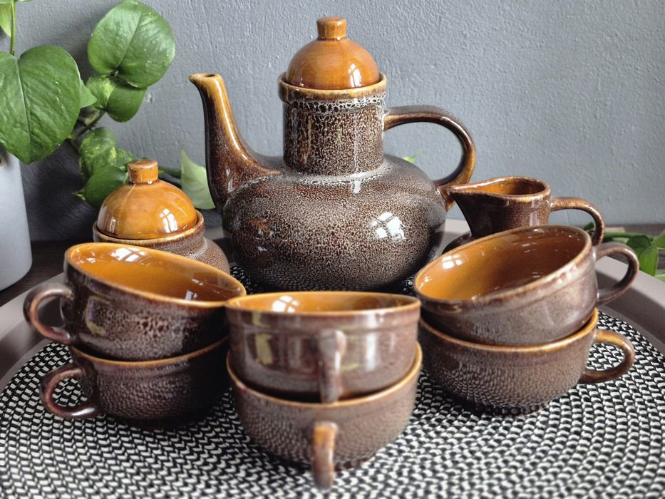 Mirostowice serwis do kawy herbaty Nefryt 6 osób PRL