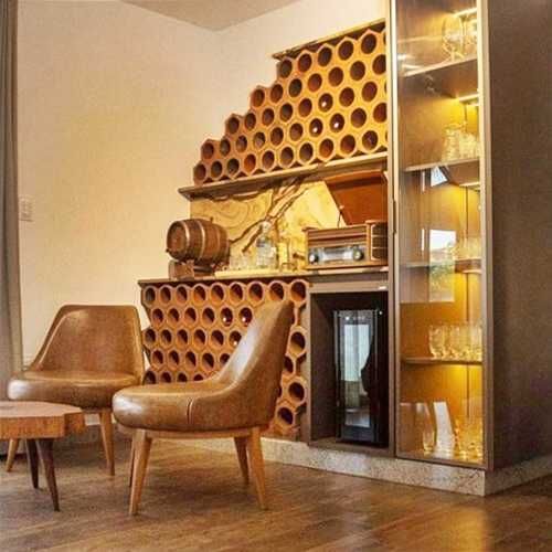 Garrafeira Sextavada Dupla em Barro