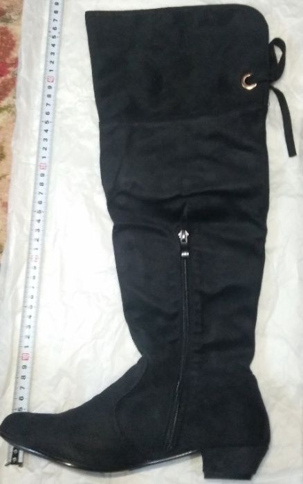 Сапоги-ботфорды демисезонные, Италия, бархатный кожзам. 38р. 25см