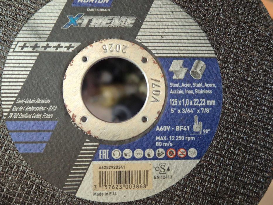 NORTON X-TREME Tarcza do cięcia  stali twardej nierdzewnej INOX 125x1