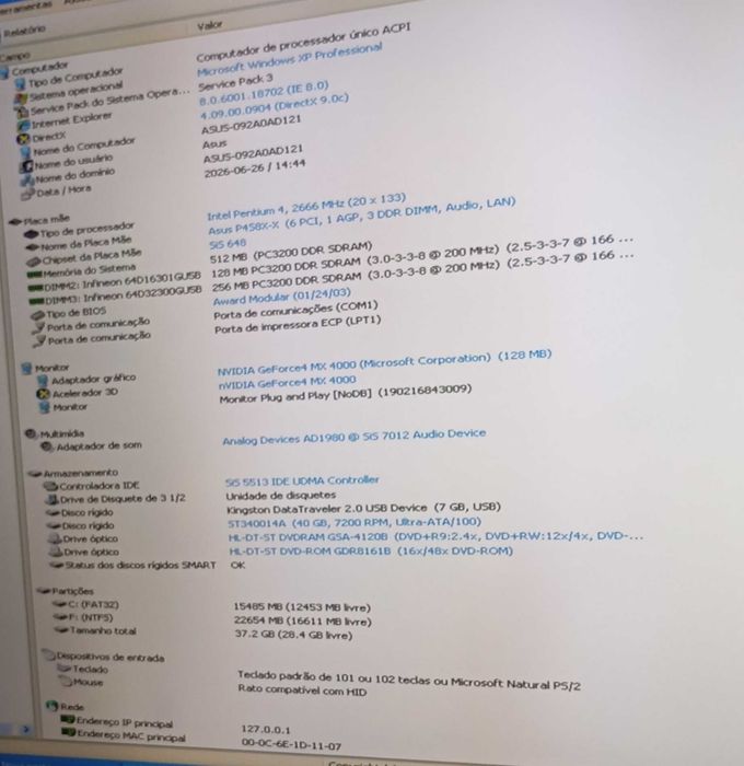 torre retro Asus P4S8x-x início dos anos 2000 dual boot
