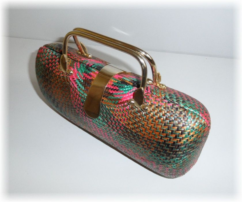 Unikat Torebka Piękny Kuferek Rękodzieło DESENYO BUNTAL PHILIPPINES A5