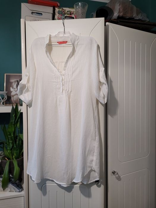 Bluzka koszula tunika 44 biała bawełna
