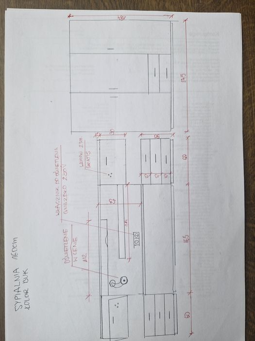 Sypialnia meble łóżko szafa wezgłowie stoliki  szuflady