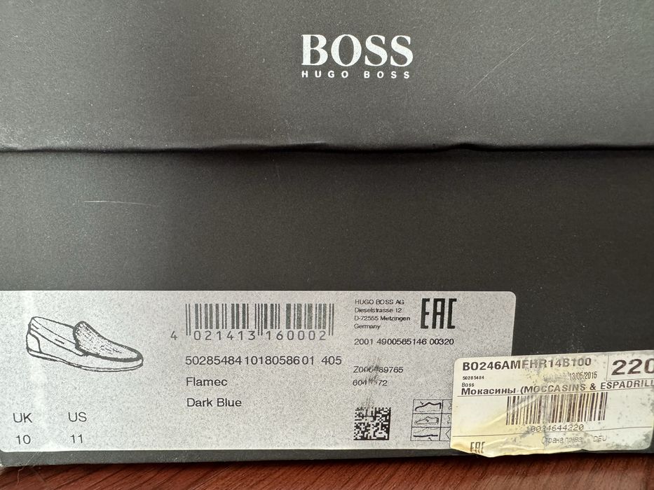 Оригінальні мокасини Hugo Boss 44,5 розмір