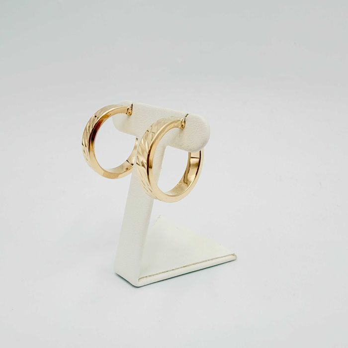 Złote kolczyki 585 diamentowane kółka 2,07g 19,3mm