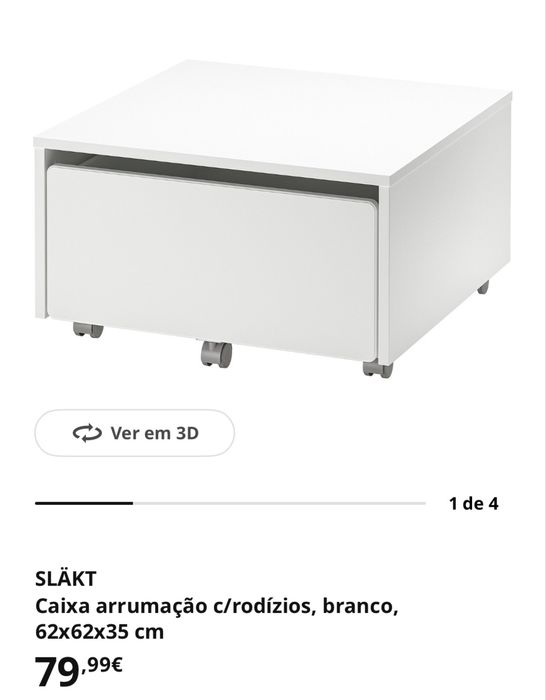 Gavetão / caixa de arrumação com rodízio branco IKEA