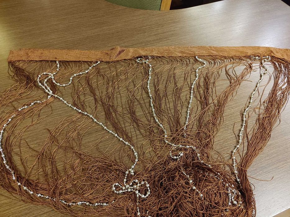 Firanka makaron koraliki brązowa 98 × 194