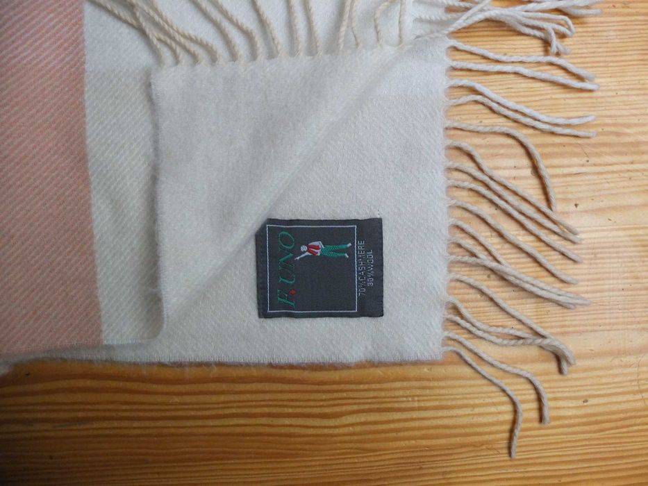 Szalik F.UNO kratka 100% KASZMIR 165x40 DUŻY